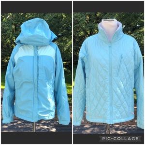 Columbia Blue Interchange Waterproof Removable Liner Hooded Ski Snow Coat size M